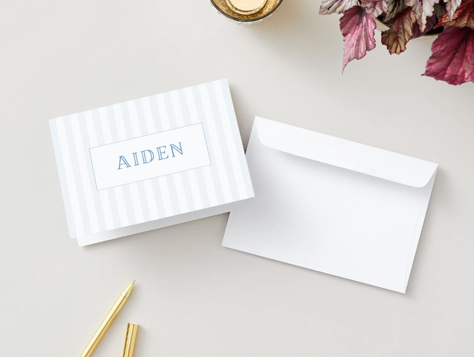 Personalized Blue Striped Stationery
