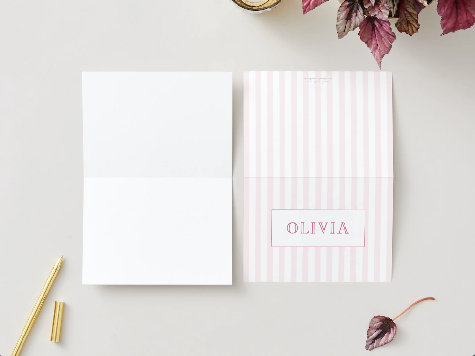 Personalized Pink Striped Stationery