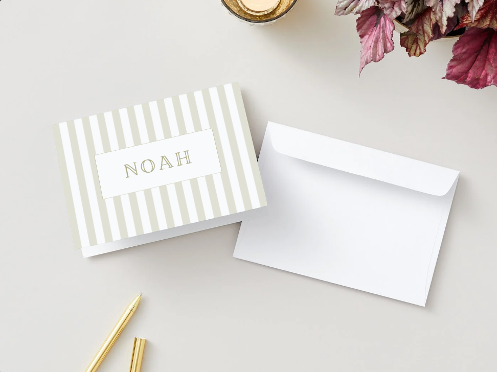 Personalized Sage Stripe Stationery