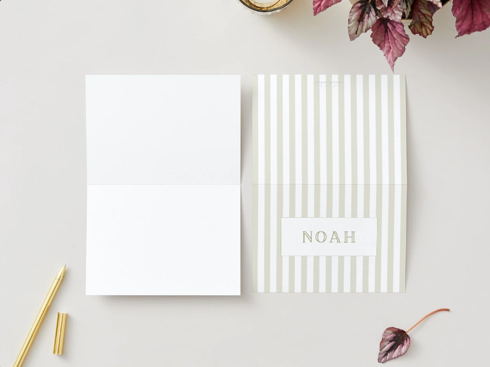 Personalized Sage Stripe Stationery