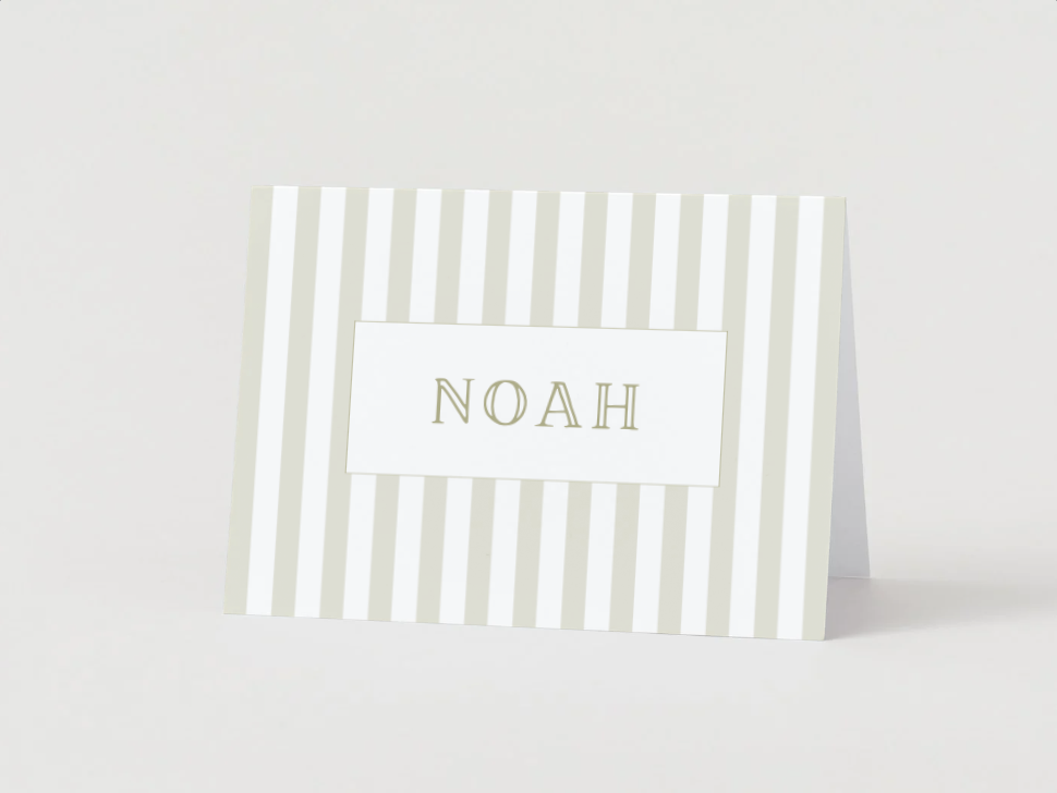 Personalized Sage Stripe Stationery