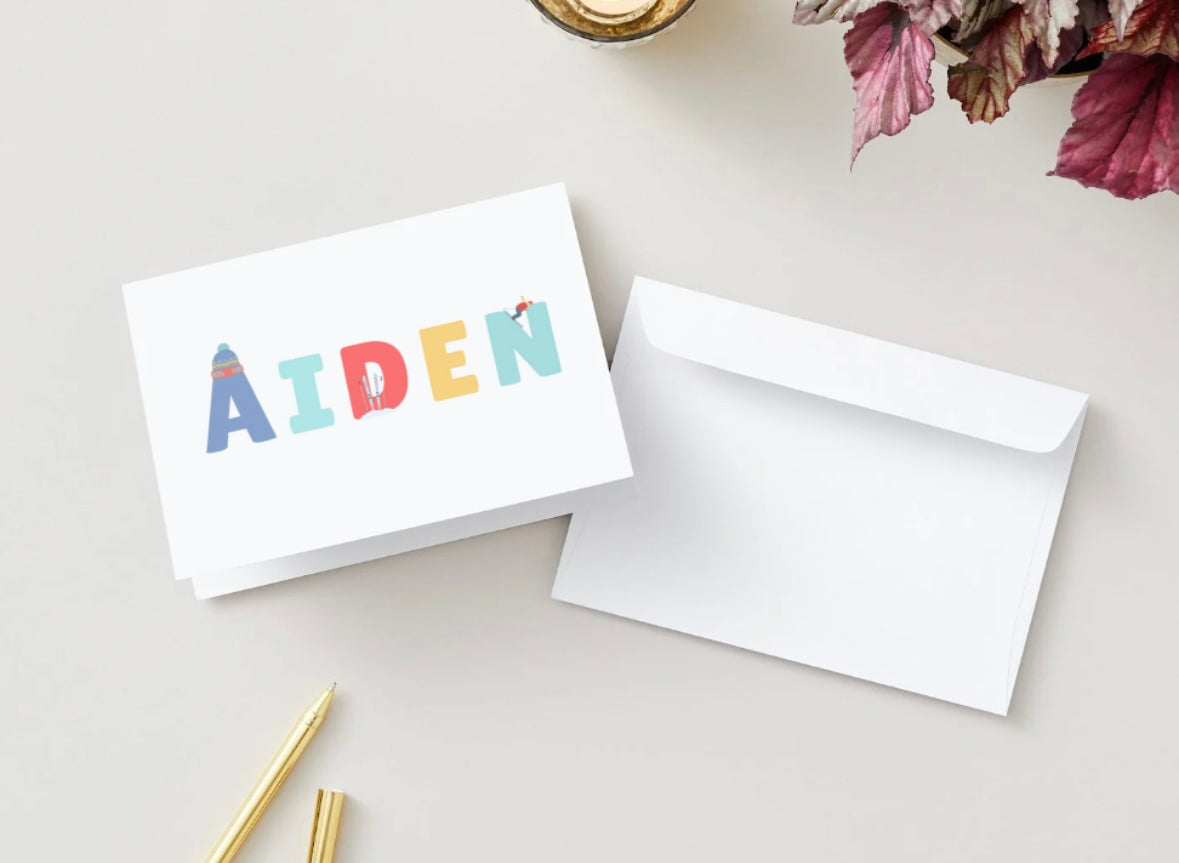 Personalized Boy Ski Stationery - Snow Squad Collection
