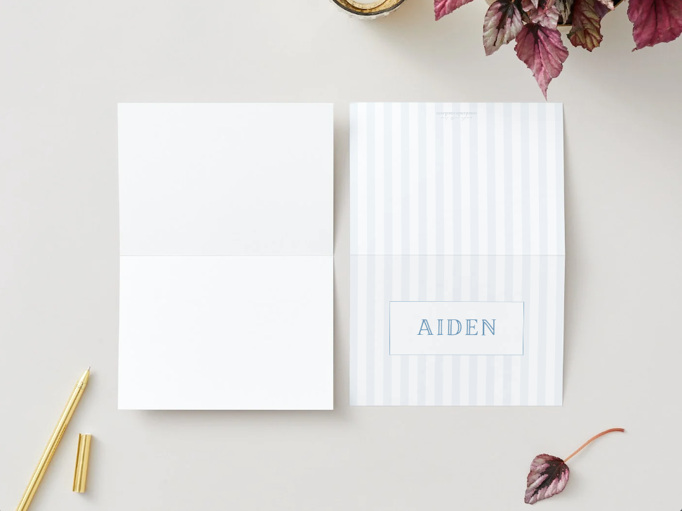 Personalized Blue Striped Stationery