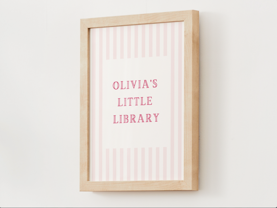 Personalized Little Library Print - Pink