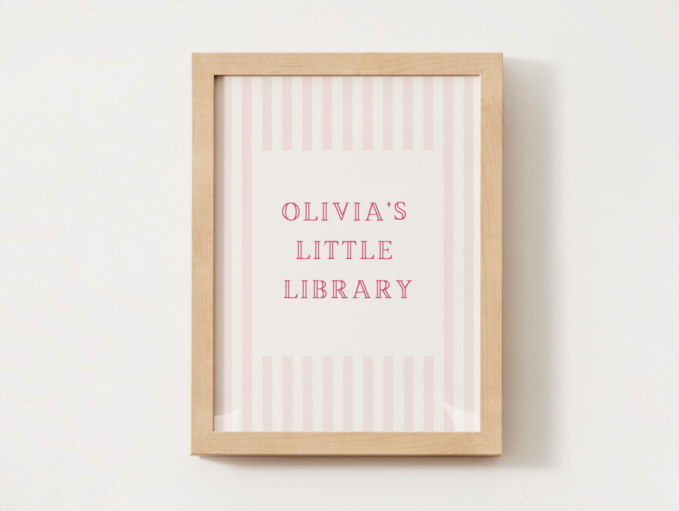 Personalized Little Library Print - Pink