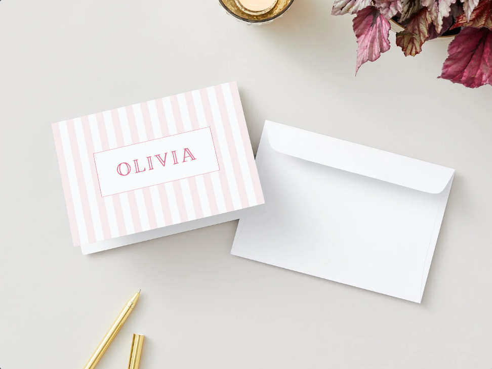 Personalized Pink Striped Stationery