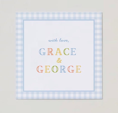 Personalized Gift Tags - 2.5” x 2.5” Gingham Border