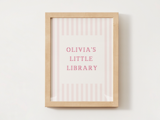 Personalized Little Library Print - Pink