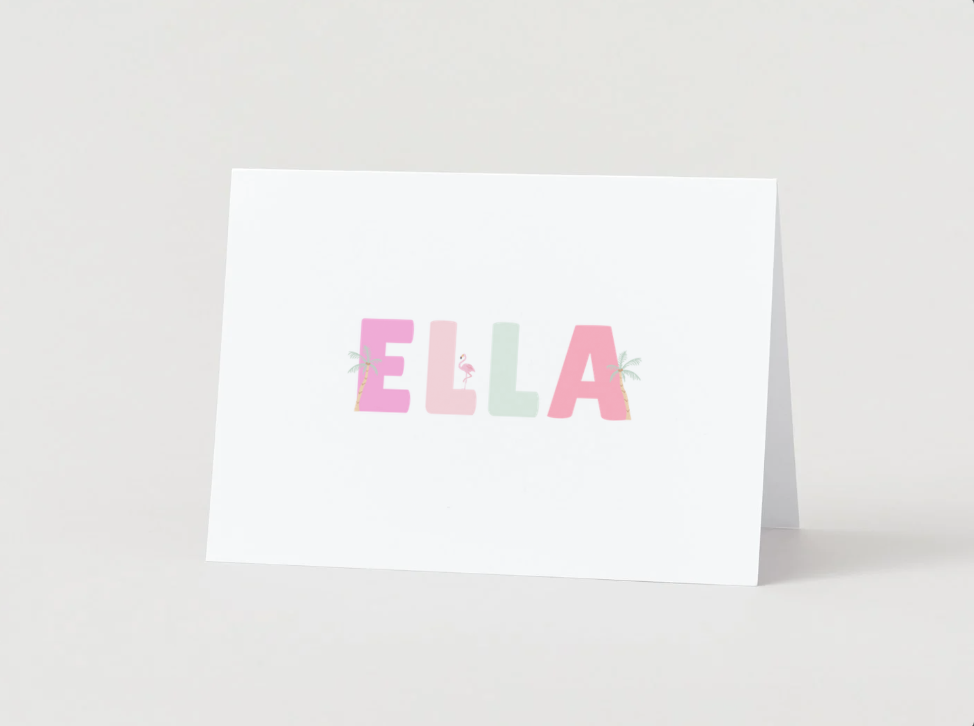 Personalized Tropical Girls Stationery - Pastel Palms Collection