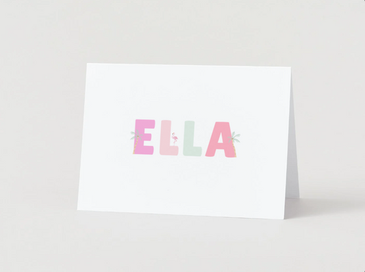 Personalized Tropical Girls Stationery - Pastel Palms Collection